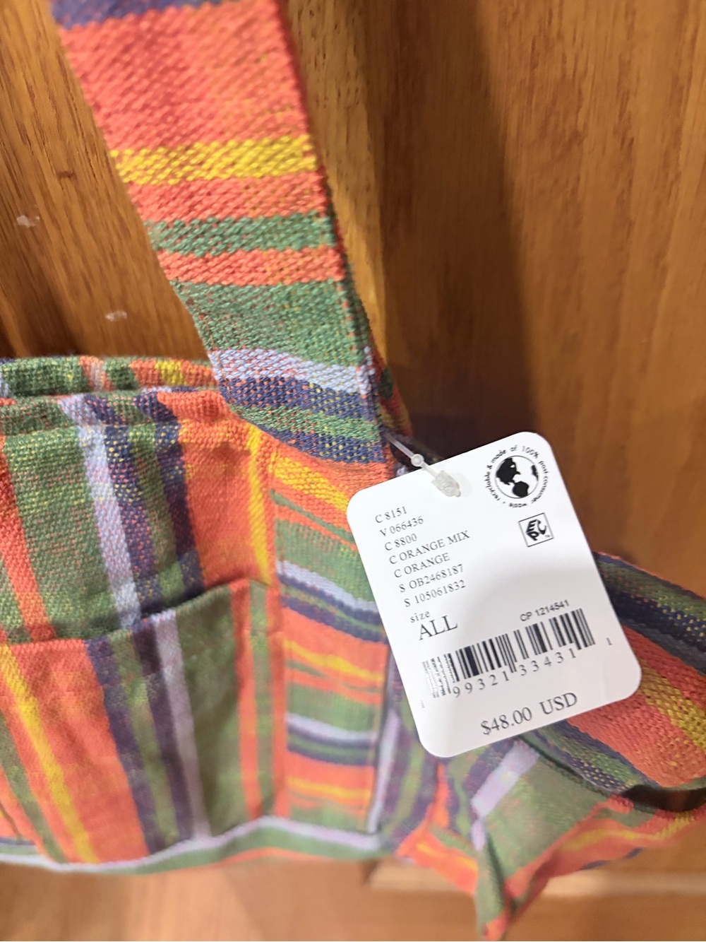 NWT Free People Orange Mix Striped Canvas Satchel. Perfect for fall !